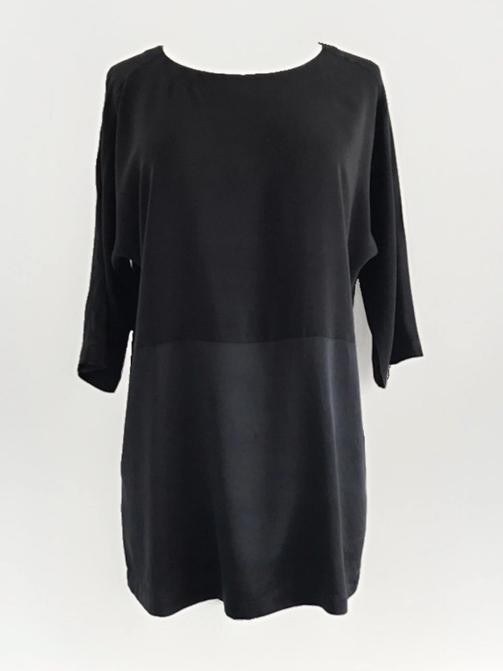 EILEEN FISHER 100% Silk 3/4 Sleeve Tunic Blouse Top Dress Women’s L Lightweight
